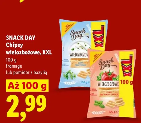 Chipsy wielozbożowe XXL Snack Day fromage promocja w Lidl