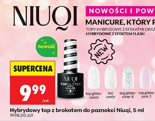 Hybrydowy top z brokatem do paznokci promocja w Biedronka
