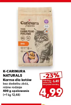 Karma dla kotów bez dodatku zbóż K-Carinura Naturals promocja w Kaufland
