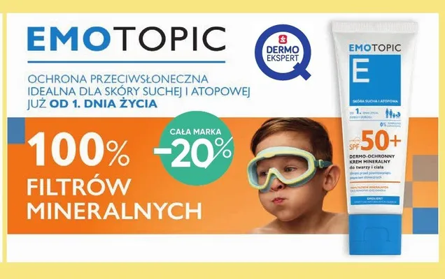 Dermo-ochronny krem mineralny Emotopic SPF 50+ promocja w Super-Pharm