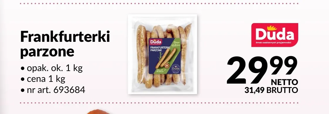 Frankfurterki parzone Duda promocja w Makro