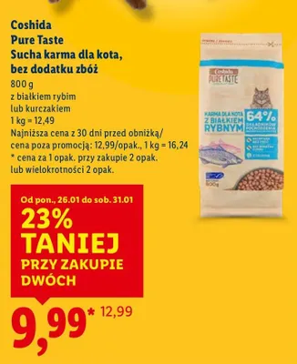 Sucha karma dla kota bez dodatku zbóż 800 g promocja w Lidl