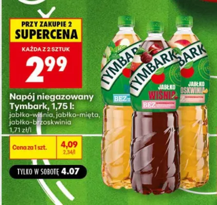 Napój niegazowany Tymbark jabłko-brzoskwinia promocja w Biedronka