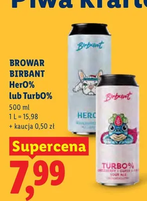 Piwo bezalkoholowe Browar Birbant Her0% promocja w Lidl