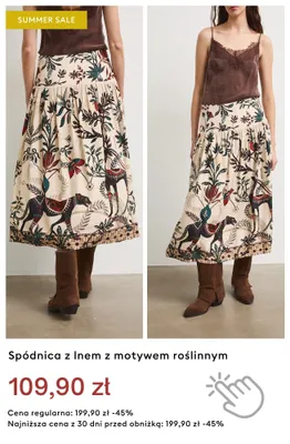 Spódnica z lnem z motywem roślinnym promocja w Medicine