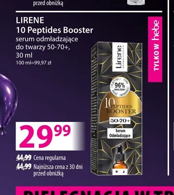 Serum odmładzające do twarzy 50-70+ 10 Peptides Booster Lirene promocja w Hebe