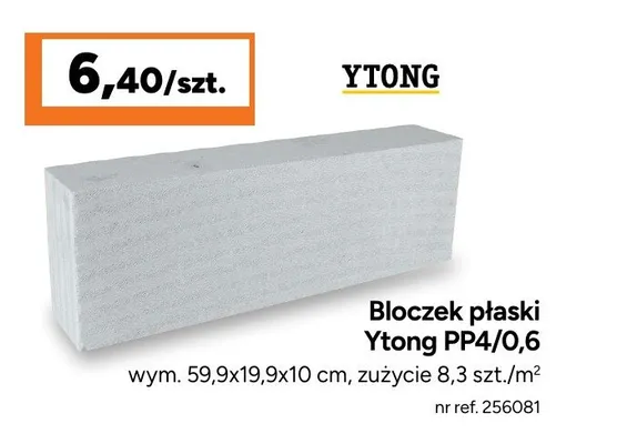 Bloczek płaski Ytong PP4/0,6 promocja w Bricoman