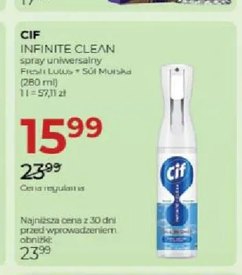 Spray uniwersalny Cif Infinite Clean promocja w Drogerie Jawa