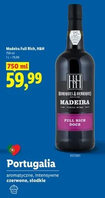 Wino czerwone Madeira Full Rich H & H słodkie promocja w Lidl