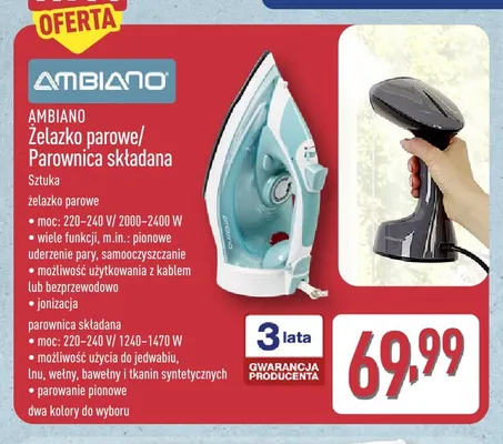 Żelazko parowe Ambiano promocja w Aldi