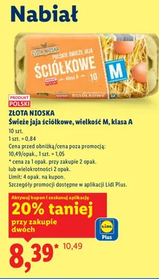 Jaja świeże ściółkowe, wielkość M, klasa A promocja w Lidl