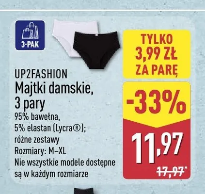 Majtki damskie UP2FASHION 3-pak promocja w Aldi
