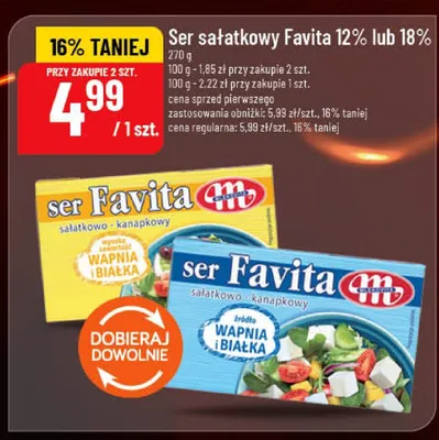 Ser sałatkowy Favita 18% Mlekovita promocja w POLOmarket