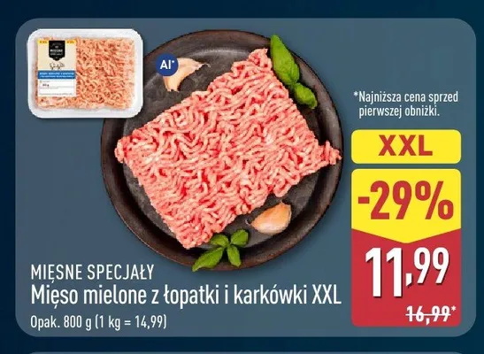 Mięso mielone z łopatki i karkówki XXL Mięsne Specjały promocja w Aldi