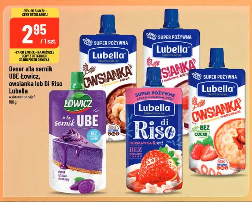 Deser ryżowo-owocowy Łowicz a'la sernik UBE promocja w POLOmarket