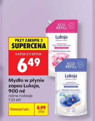 Mydło w płynie zapas Luksja promocja w Biedronka