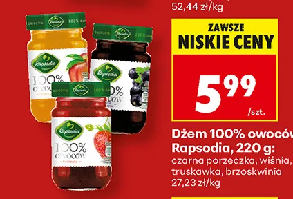Dżem owoców Rapsodia wiśnia 100% promocja w Biedronka