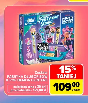 Zestaw fabryka długopisów K-Pop Demon Hunters Clementoni promocja w Carrefour