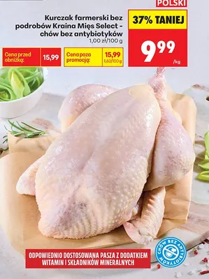 Kurczak farmerski bez podrobów chów bez antybiotyków promocja w Biedronka