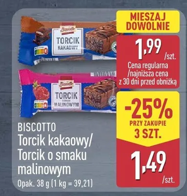 Torcik kakaowy/torcik o smaku malinowym promocja w Aldi