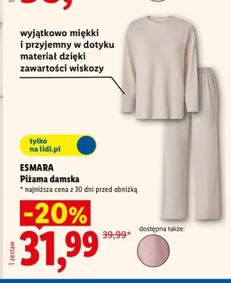 Piżama damska Esmara promocja w Lidl