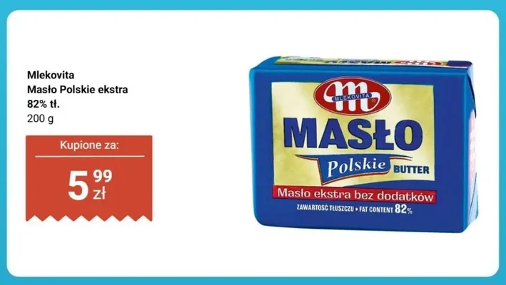 Masło ekstra Mlekovita Polskie 82% tł. promocja w Biedronka