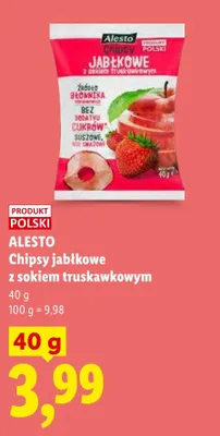 Chipsy jabłkowe z sokiem truskawkowym Alesto promocja w Lidl