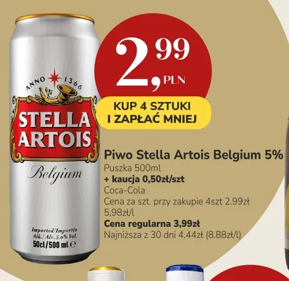 Piwo Stella Artois Belgium 5% promocja w Market Point