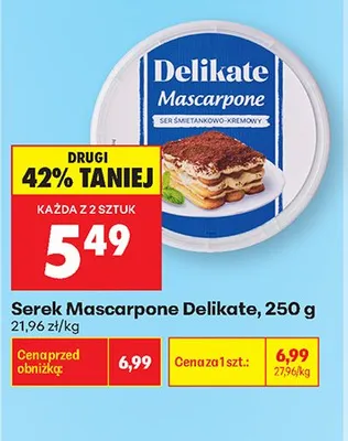 Serek Mascarpone Delikate 250g promocja w Biedronka