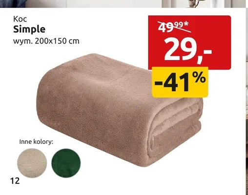 Koc Simple 200x150cm promocja w Black Red White