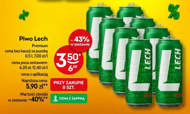 Piwo premium cena bez kaucji za puszkę promocja w Żabka