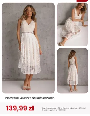 Sukienka damska plisowana na ramiączkach Renee promocja w Renee