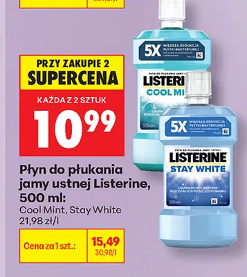 Płyn do płukania jamy ustnej Listerine Cool Mint promocja w Biedronka