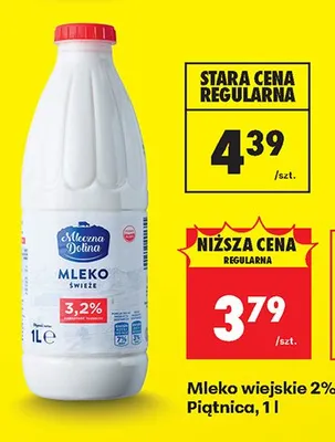 Mleko świeże wiejskie 3,2% Mleczna Dolina promocja w Biedronka