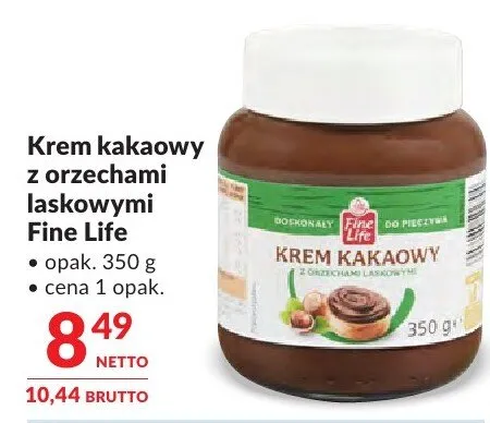 Krem kakaowy z orzechami laskowymi Fine Life promocja w Makro