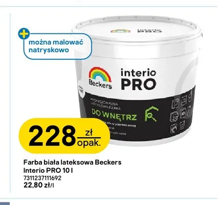 Farba biała lateksowa Beckers Interio Pro promocja w Castorama