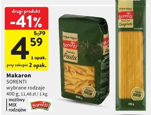 Makaron Sorenti wybrane rodzaje promocja w Intermarche