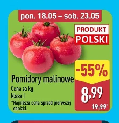 Pomidory malinowe klasa I polskie promocja w Aldi