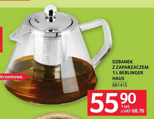Dzbanek z zaparzaczem 1 l Berlinger Haus promocja w Selgros