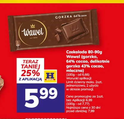 Czekolada gorzka 64% cacao Wawel promocja w Hitpol