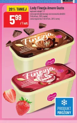 Lody Finezja o smaku śmietankowo-truskawkowym Amore Gusto promocja w POLOmarket