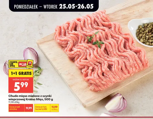 Chude mięso mielone z szynki wieprzowej Kraina Mięs promocja w Biedronka