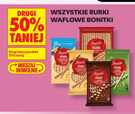 Rurki waflowe z kremem waniliowym Bonitki promocja w Biedronka