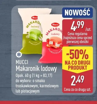 Makaronik lodowy o smaku karmelowym Mucci promocja w Aldi