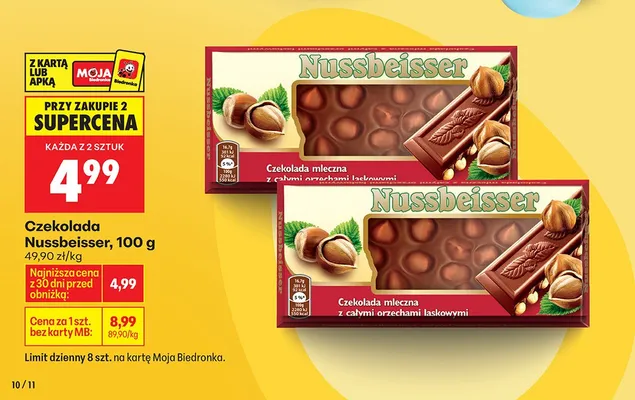 Czekolada mleczna z całymi orzechami laskowymi promocja w Biedronka