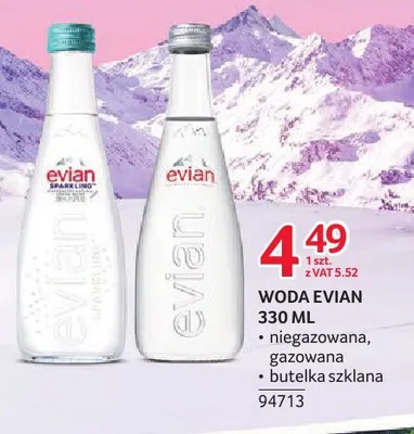 Woda niegazowana Evian promocja w Selgros