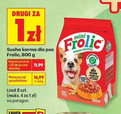 Sucha karma dla psa Frolic promocja w Biedronka
