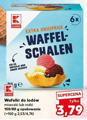 Wafelki do lodów miseczki kruchutkie promocja w Kaufland