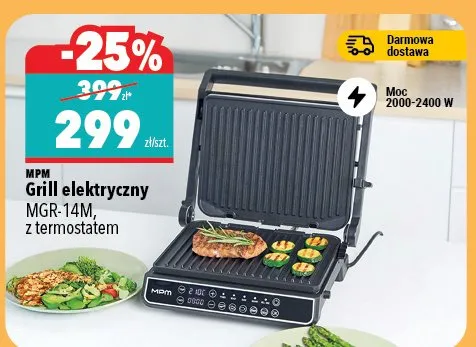 Grill elektryczny MGR-14M, z termostatem promocja w Biedronka Home
