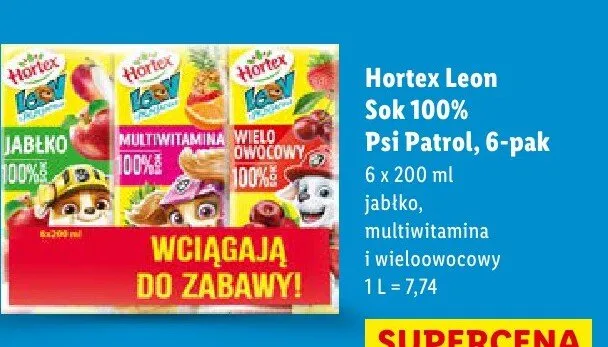 Sok Leon 100% Psi Patrol, 6-pak promocja w Lidl
